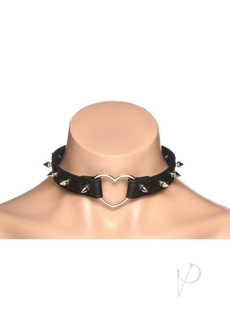Ms Spiked Heart Choker Blk