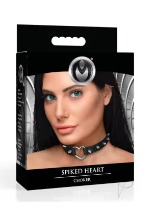 Ms Spiked Heart Choker Blk