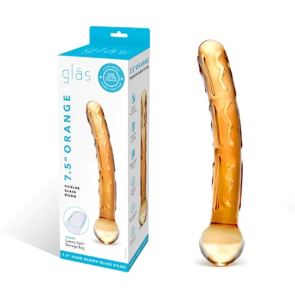 Orange Tickler Glass Dildo