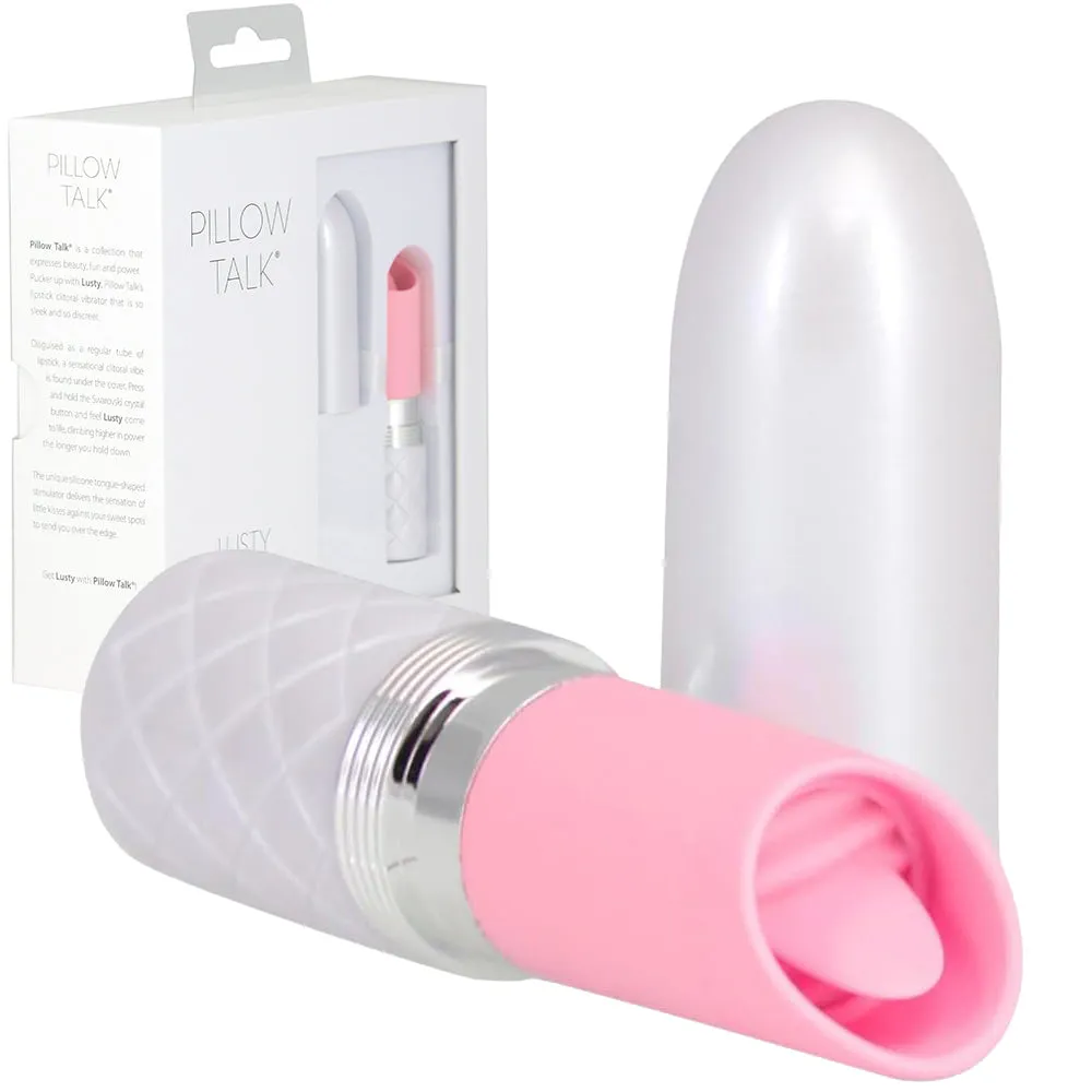 Pillow Talk LUSTY Luxurious Tongue Flickering Vibrator Lipstick Pink
