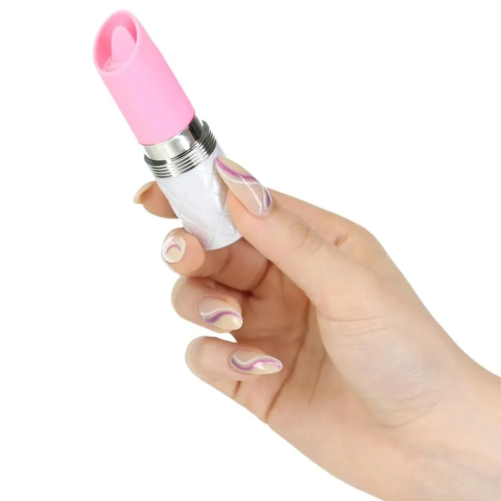 Pillow Talk LUSTY Luxurious Tongue Flickering Vibrator Lipstick Pink