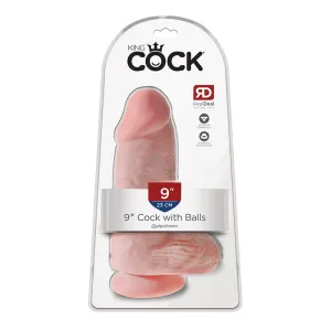 Pipedream King Cock Chubby 9 in. Cock With Balls Realistic Suction Cup Dildo Beige