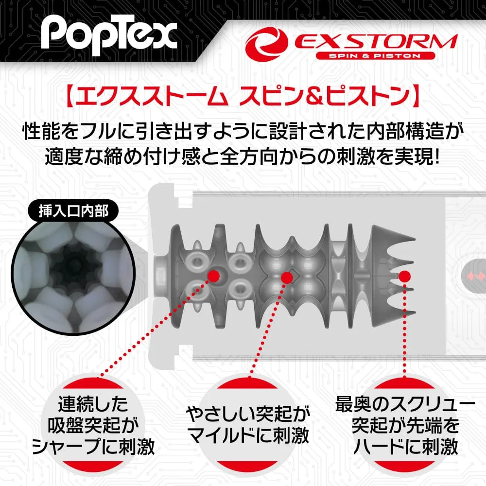 Poptex - Ex Storm Spin and Piston Double Motor Electric Masturbator (White)