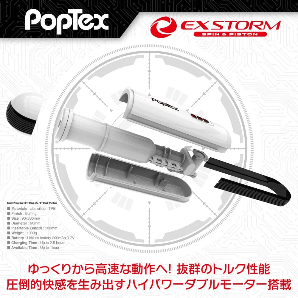 Poptex - Ex Storm Spin and Piston Double Motor Electric Masturbator (White)
