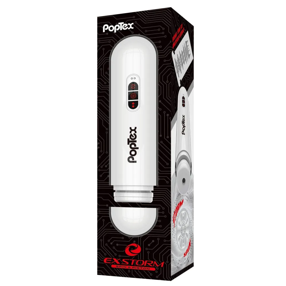 Poptex - Ex Storm Spin and Piston Double Motor Electric Masturbator (White)