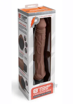 Powercocks 8'' Girthy Realistic Vibrator - Dark Brown