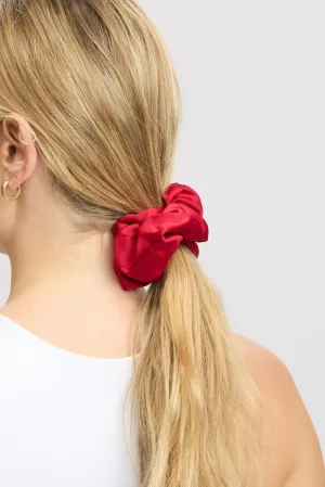 Red Oversized Satin Scrunchie
