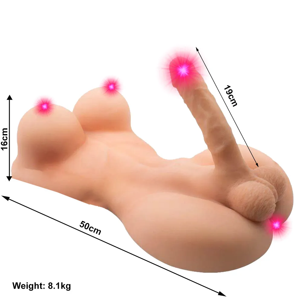 Shemale Realistic Sex Doll Torso Breasts Anal 19cm Dildo Gay Male Masturbator