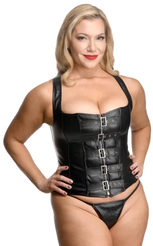 Strict Lace-up Corset Vest w/Thong Black X-Large