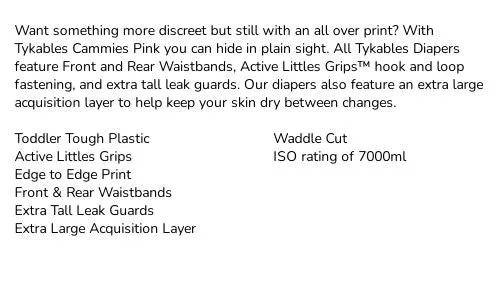 Tykables Cammies Pink 1 Pack Adult Diaper (10 Diapers) Full Pack
